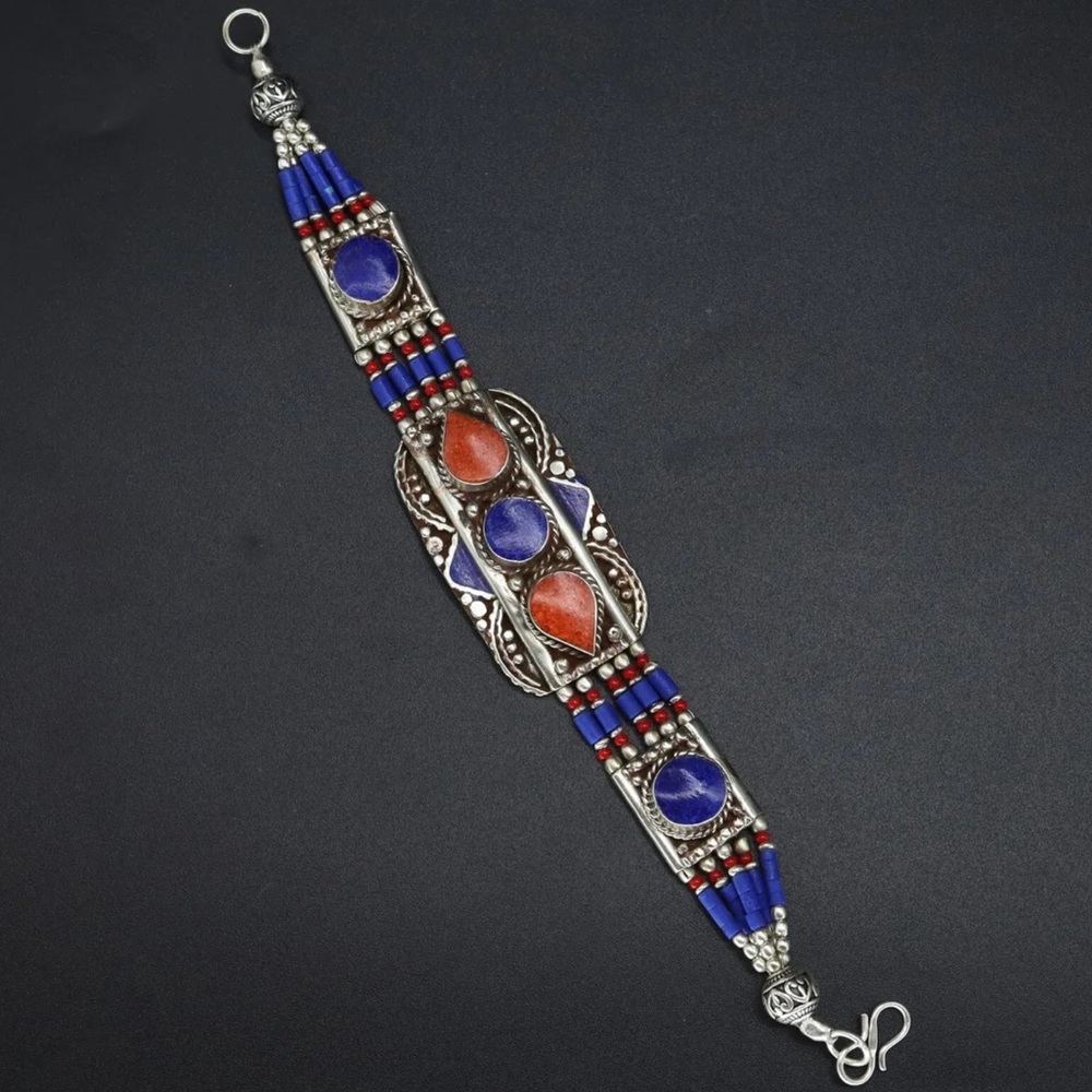 Tibetan silver gemstone ethnic bracelets - Picture 9 of 16